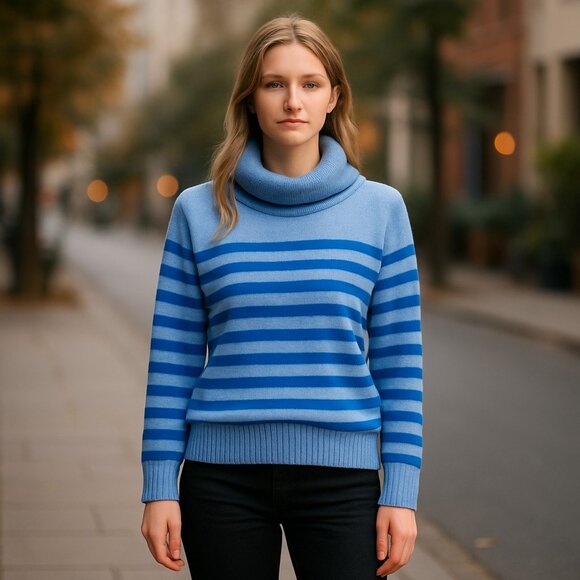 NWOT LOFT Stripe Cowl Neck Tunic Sweater Super Oversized - Picture 1 of 8